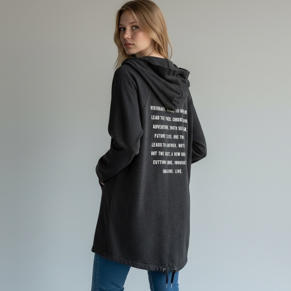 Forever 21 Charcoal Zip-Up Hoodie